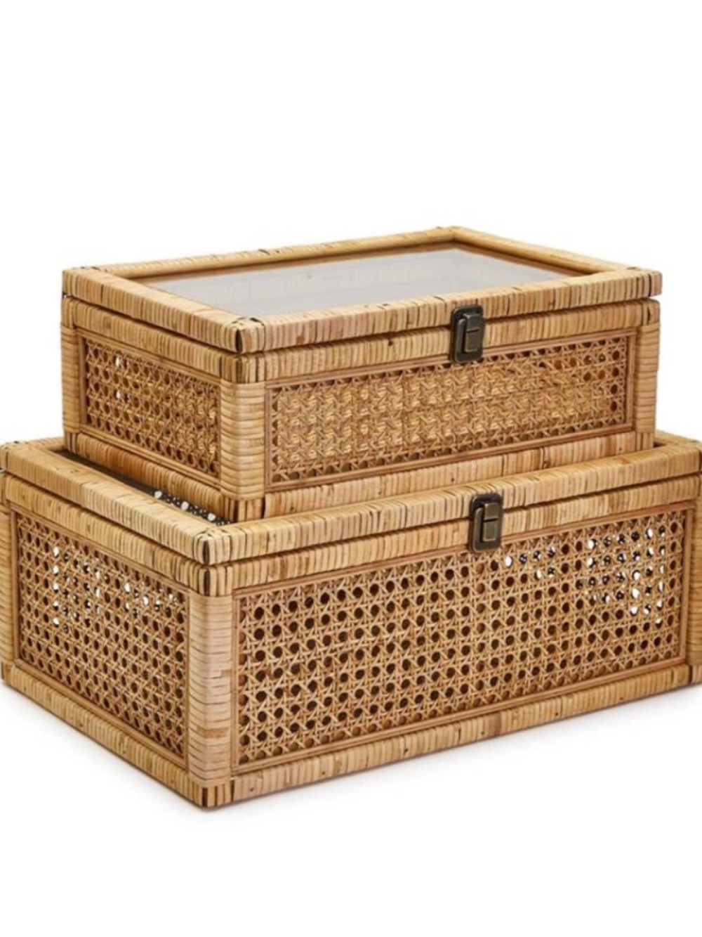 S/2 Rattan Decorative Boxes
